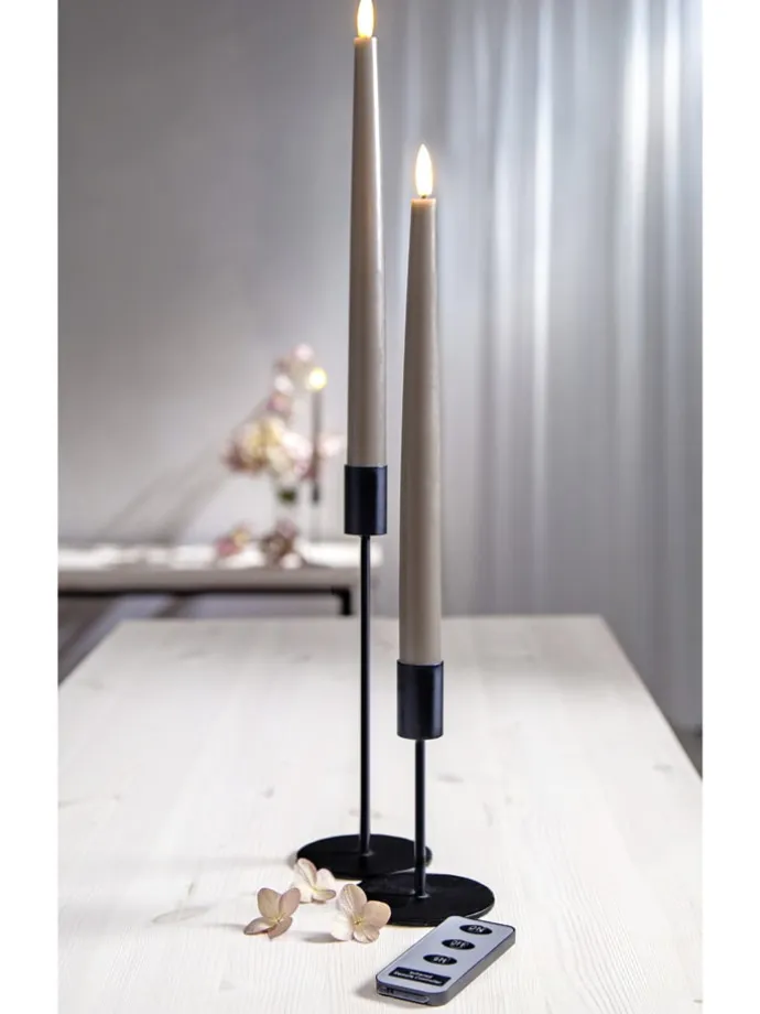 Świece LED (2 szt.) "Flame Slim" w kolorze brązowym - wys. 28,5 cm