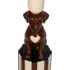 Świecznik "Dachshund" w kolorze brązowym - 10 x 21,5 x 7,5 cm