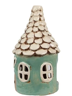 Świecznik "Home” w kolorze turkusowo-białym - wys. 20 x Ø 11 cm