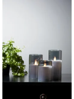 Świecznik LED "M-Twinkle" w kolorze czarnym - wys. 12,5 x Ø 7,5 cm
