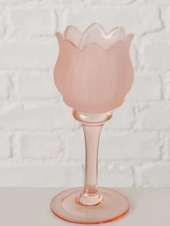 Świecznik "Tully" w kolorze jasnoróżowym - wys. 17 cm