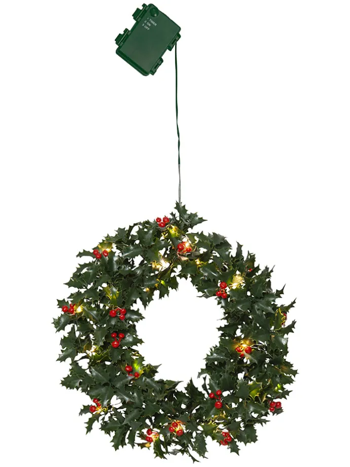 Wieniec LED "Holly" w kolorze zielonym - Ø 30 cm