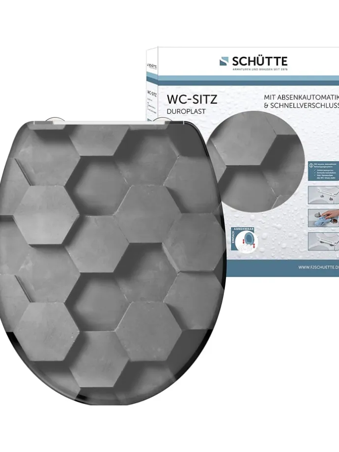 Wolnoopadająca deska WC "Hexagons" w kolorze szarym