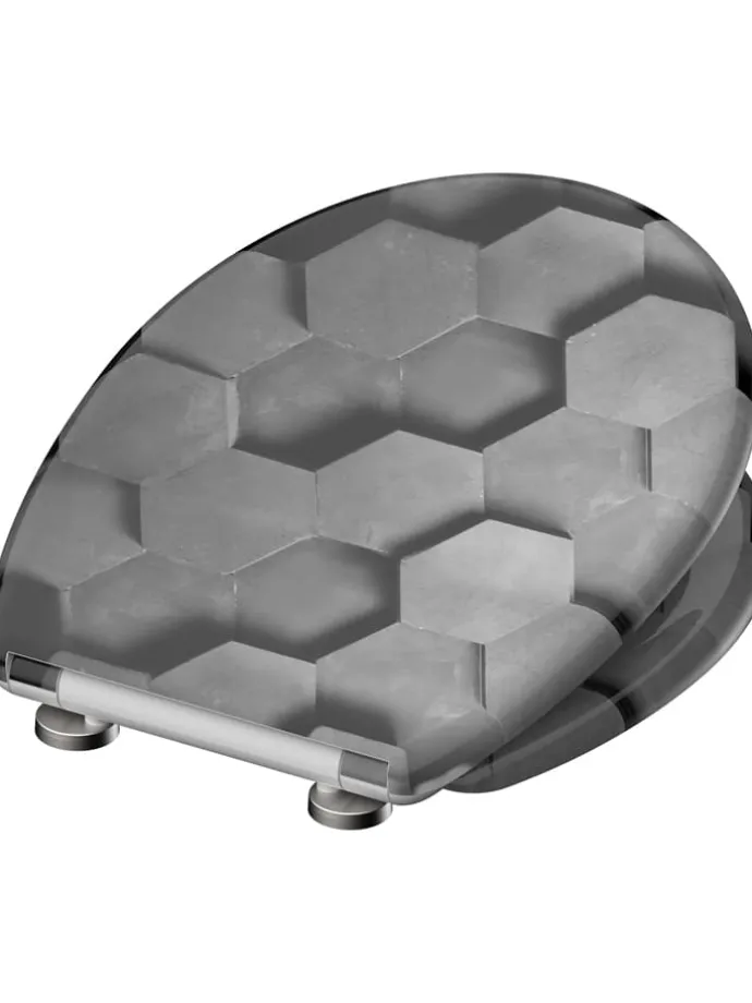 Wolnoopadająca deska WC "Hexagons" w kolorze szarym