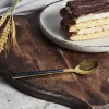 Łyżki deserowe (4 szt.) w kolorze czarno-złotym - 15,5 cm